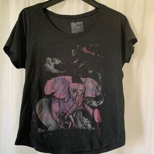 Graphic Pink Elephant Short Sleeve Tee - Women